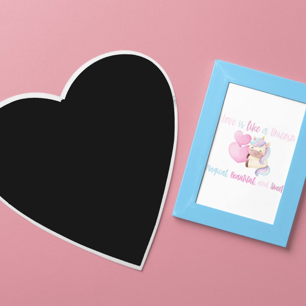Sweet Valentine's Day Gift Love is Like A Unicorn 8x10 Unframed Wall Art